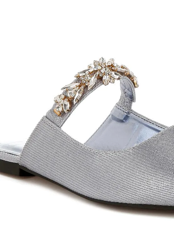 Magnum Diamante Strap Glitter Mules