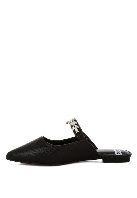 Magnum Diamante Strap Glitter Mules