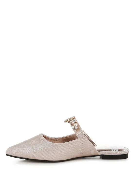 Magnum Diamante Strap Glitter Mules