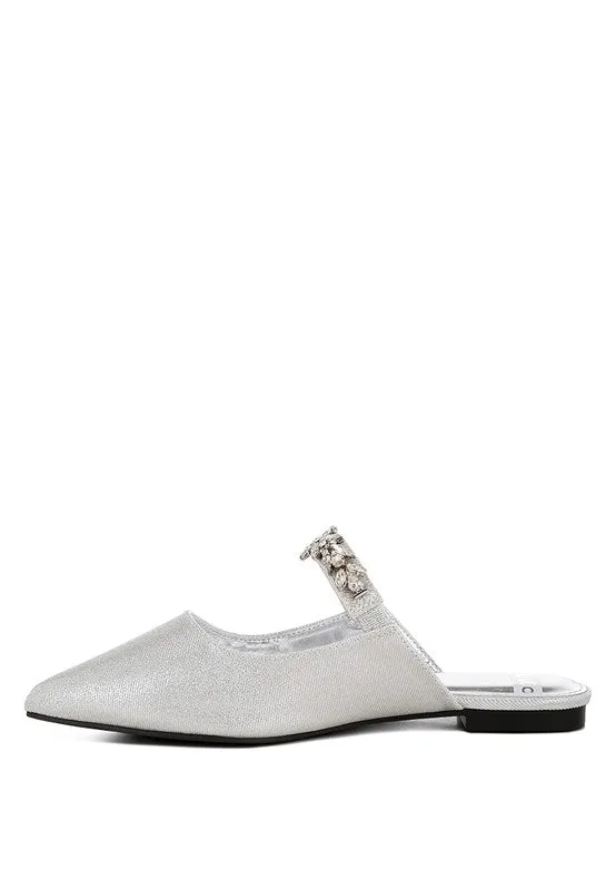 Magnum Diamante Strap Glitter Mules