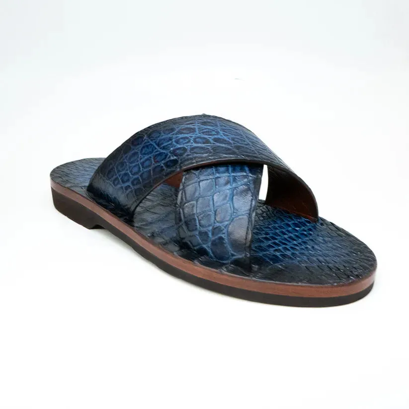Marco Di Milano Elios in Blue Alligator Sandals