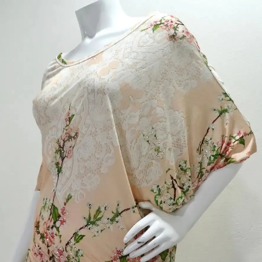 Mascara 1990s Asymmetric Draped Cherry Blossom Dress