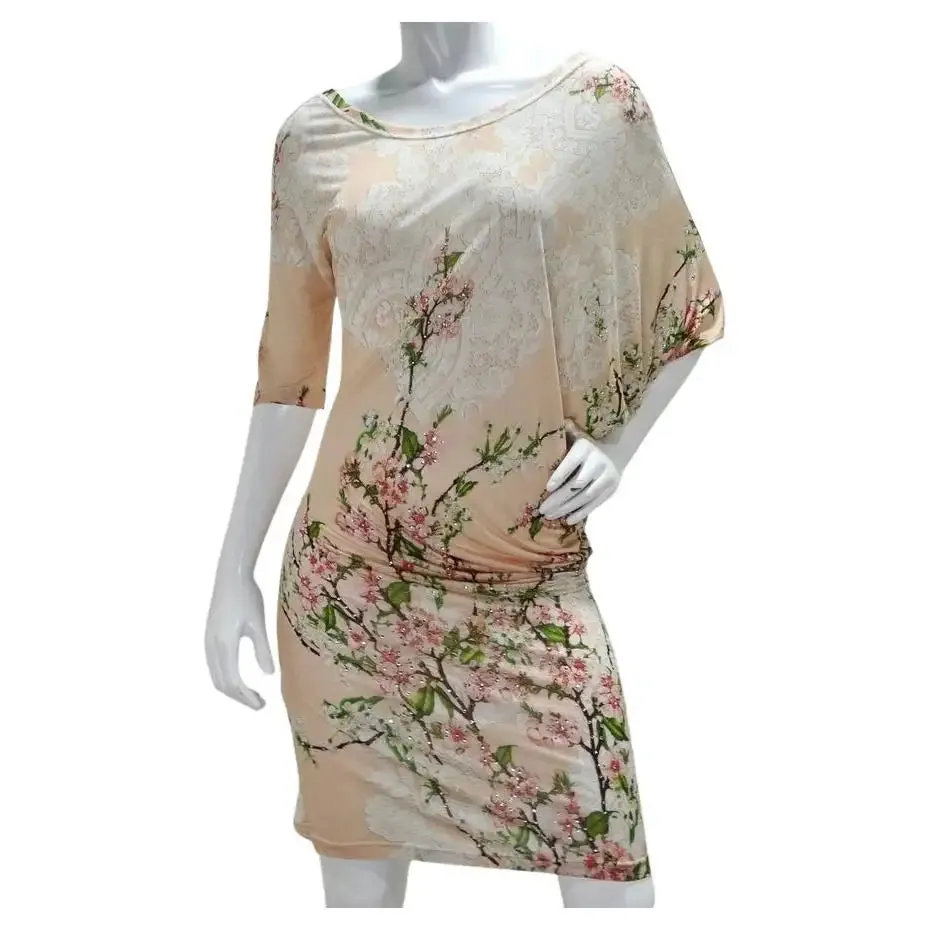 Mascara 1990s Asymmetric Draped Cherry Blossom Dress