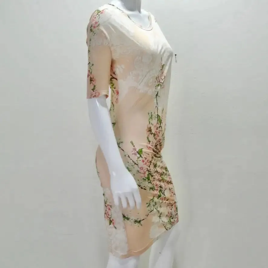 Mascara 1990s Asymmetric Draped Cherry Blossom Dress