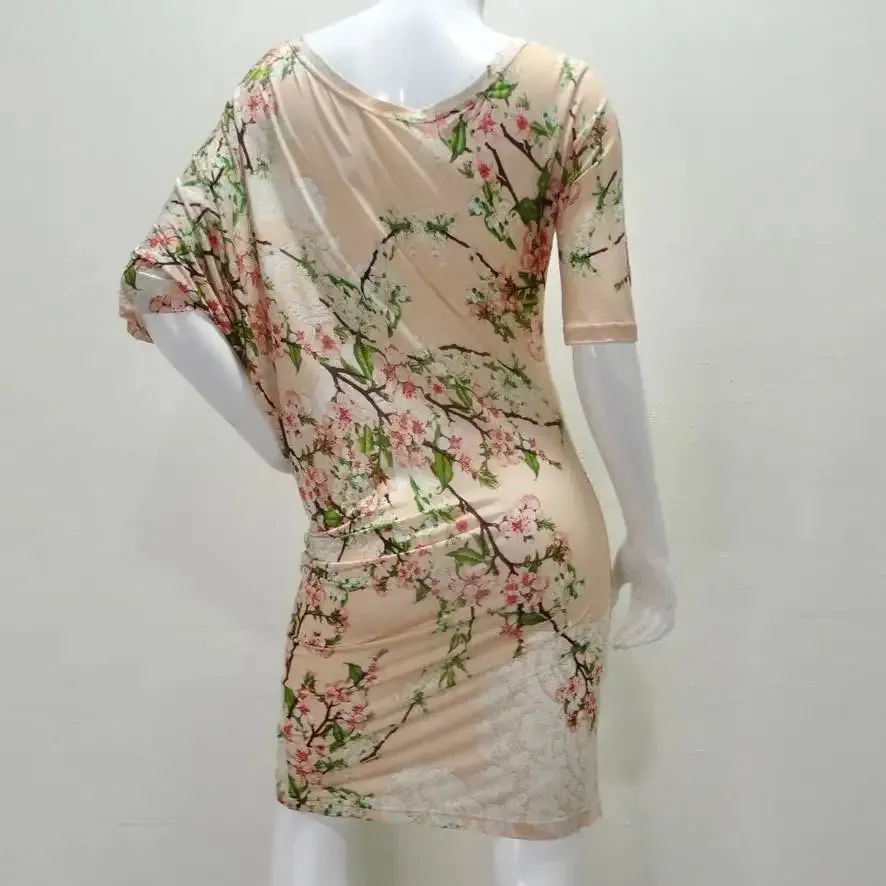 Mascara 1990s Asymmetric Draped Cherry Blossom Dress