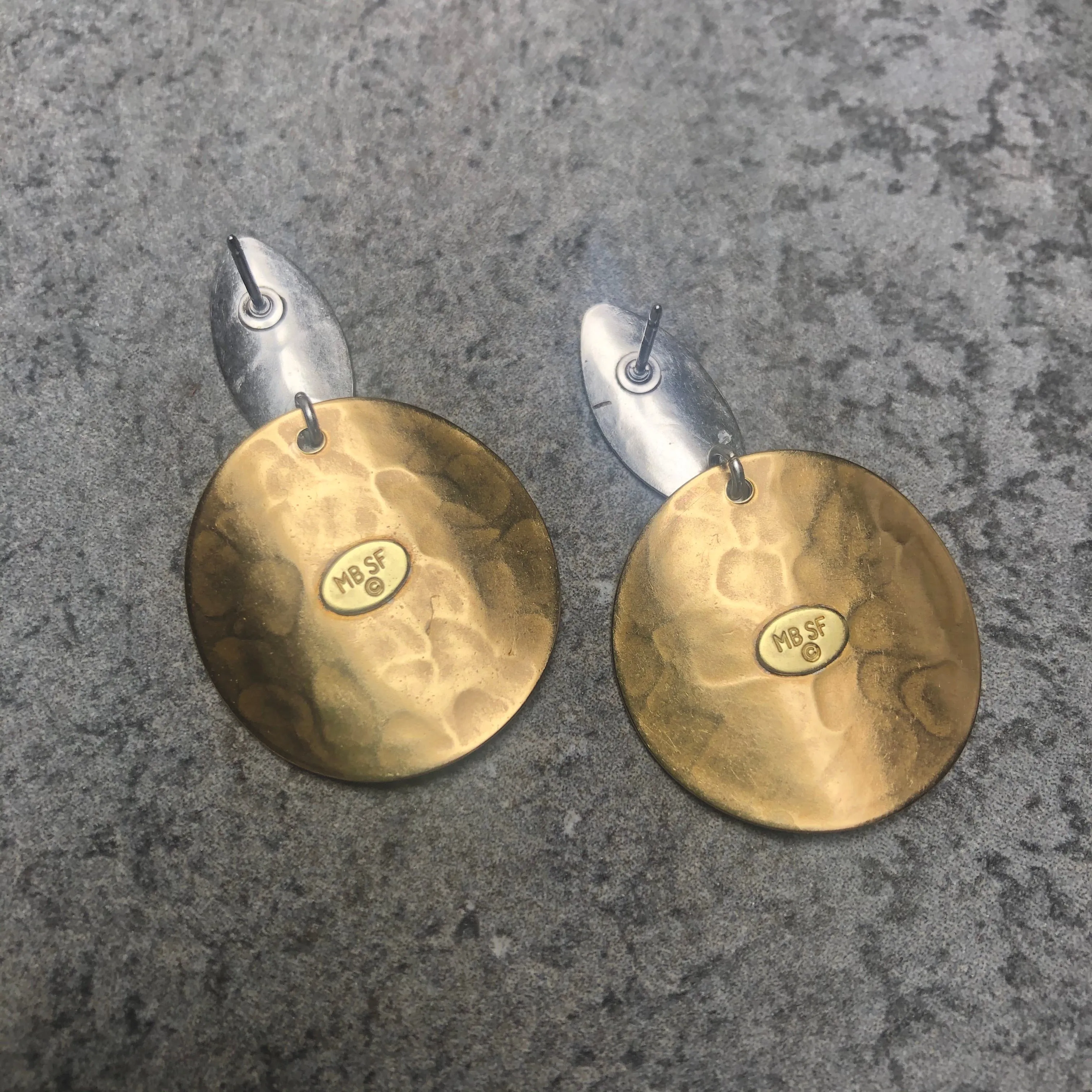 Medium Concave Pointed Oval with Disc Post Earring