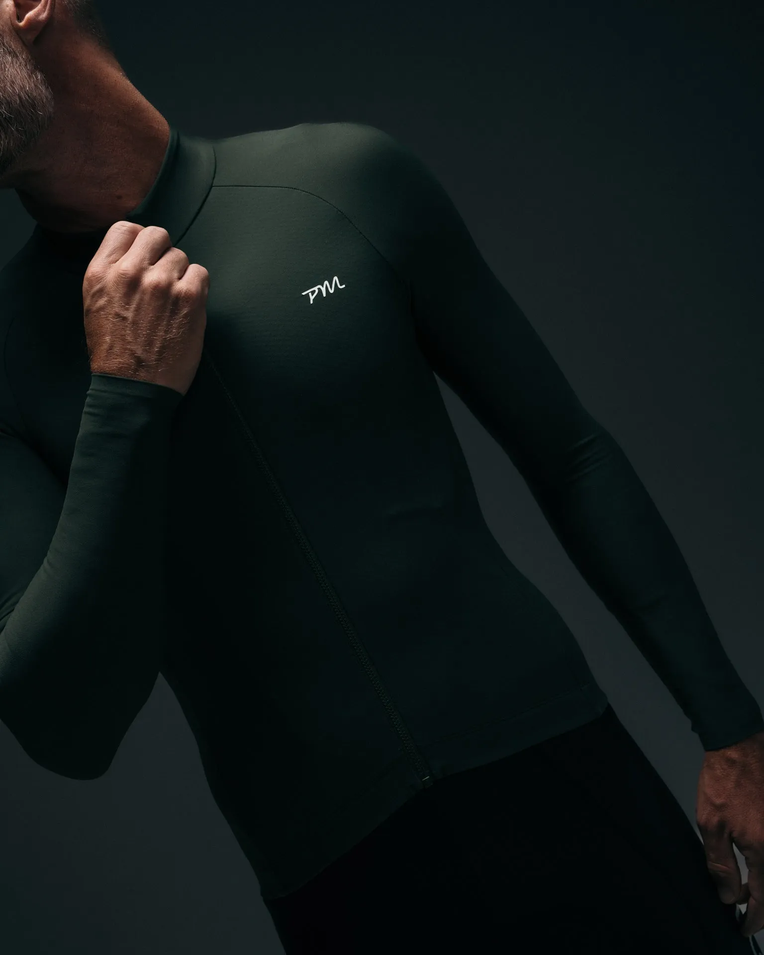 Mens Pro Midweight Thermal Jersey - PM Olive