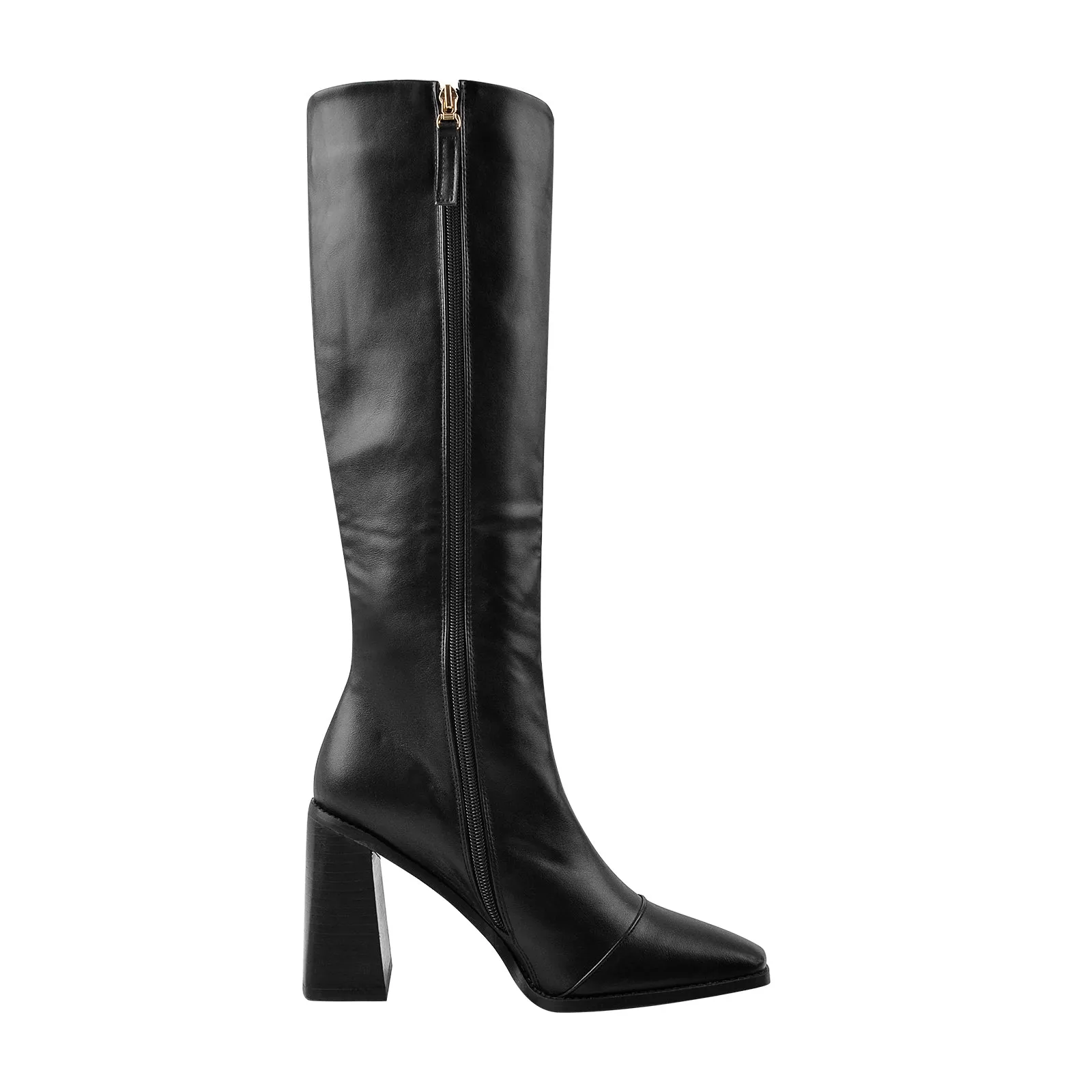 Missheel Square Toe Chunky Heel Boots
