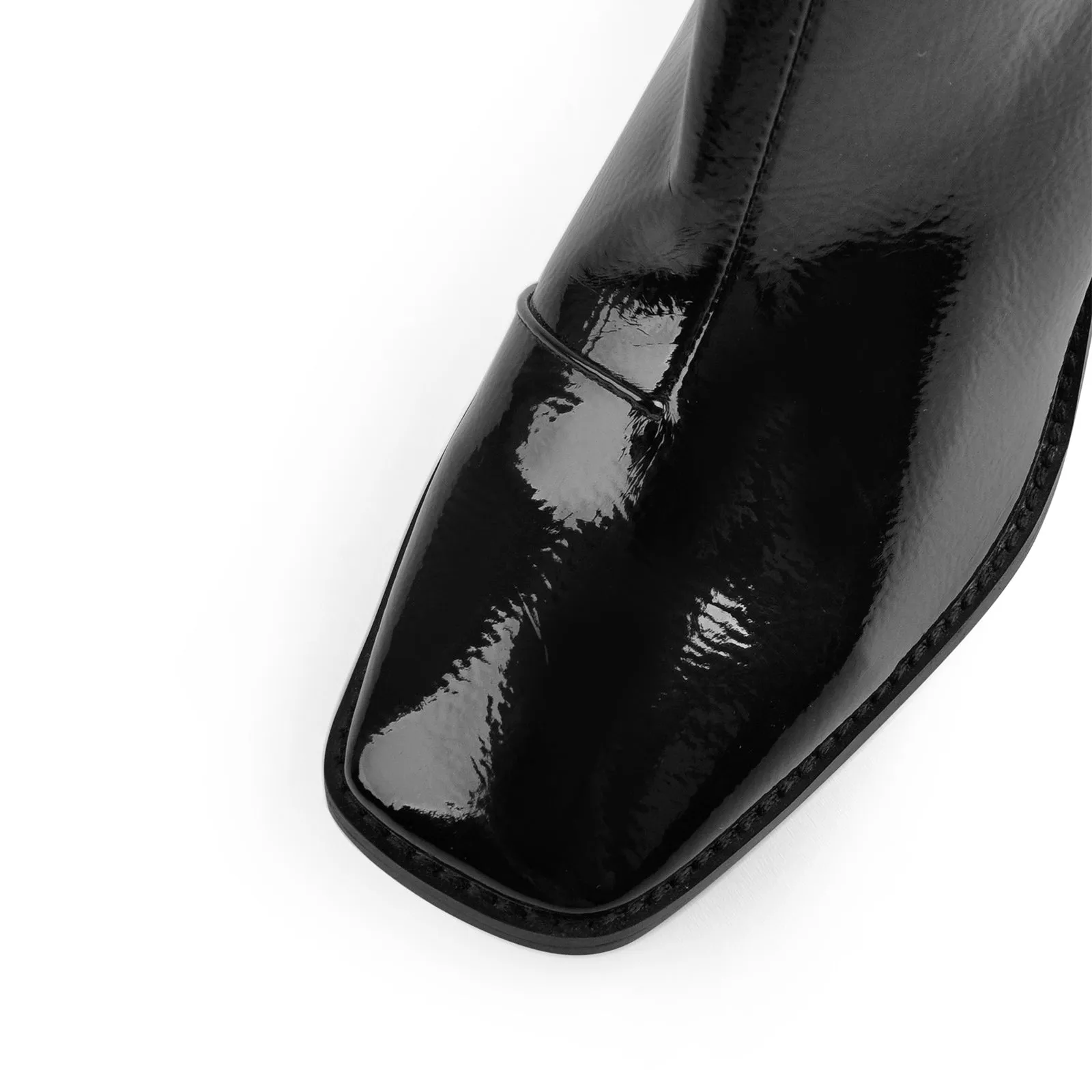 Missheel Square Toe Chunky Heel Boots