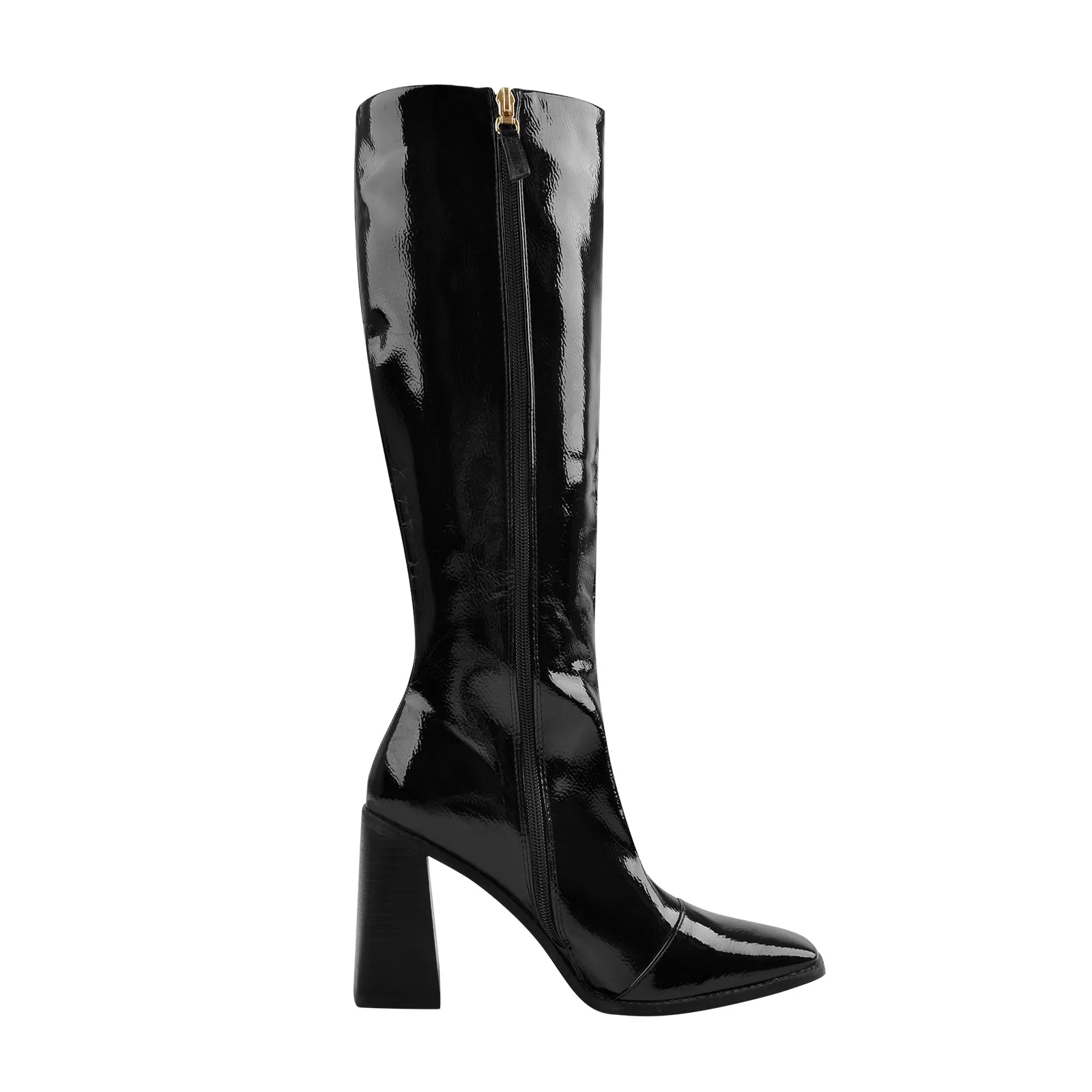 Missheel Square Toe Chunky Heel Boots