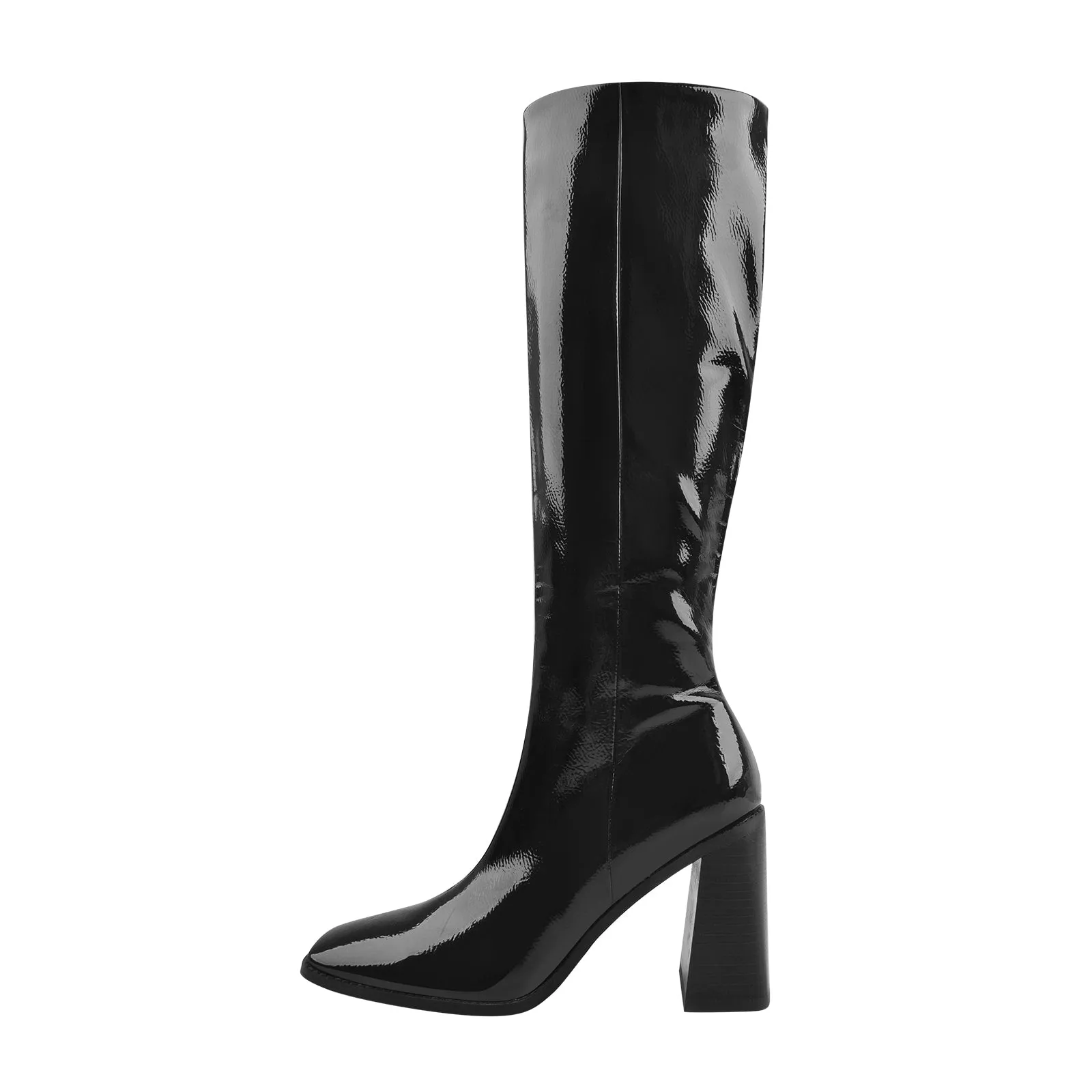 Missheel Square Toe Chunky Heel Boots