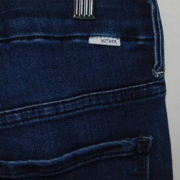 MOTHER High Waisted Looker Ankle Fray Jeans Raw Hem Tounge And Chic Wash Size 25