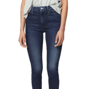MOTHER High Waisted Looker Ankle Fray Jeans Raw Hem Tounge And Chic Wash Size 25