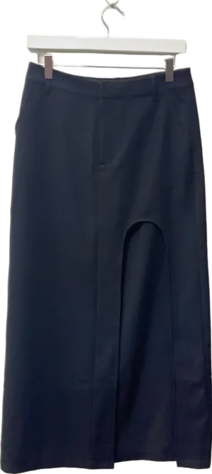 NA-KD Black Mid Waist Slit Detail Skirt UK 8