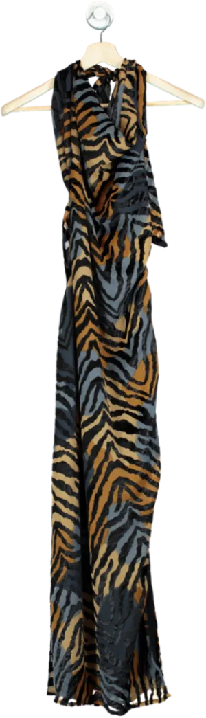 Nasty Gal Multicolour Tiger Print Maxi Dress UK 8