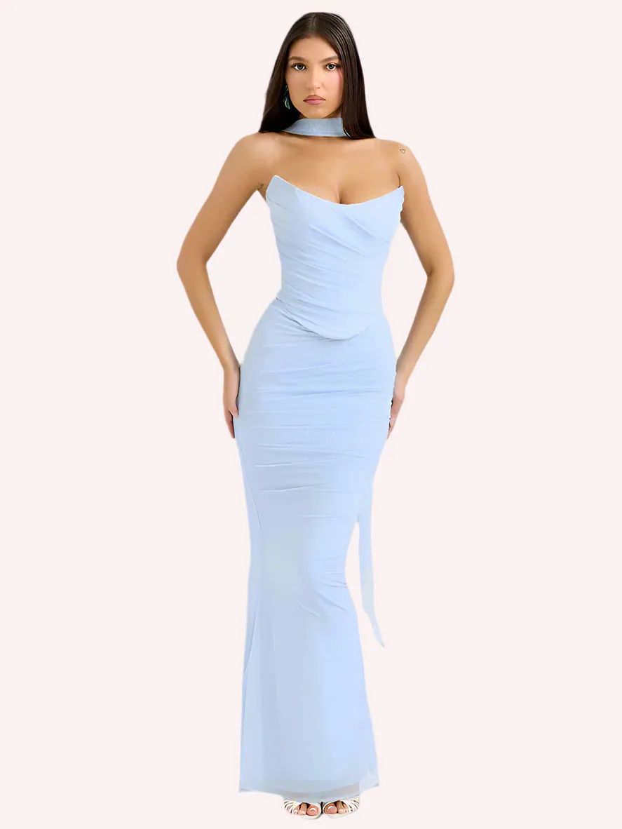 Neckerchief Crop Top & Maxi Skirt Set