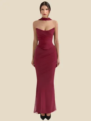 Neckerchief Crop Top & Maxi Skirt Set