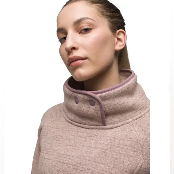 NEW Prana Tri Thermal Threads Marled Tunic Women's Size L Beige Color Cowl Neck