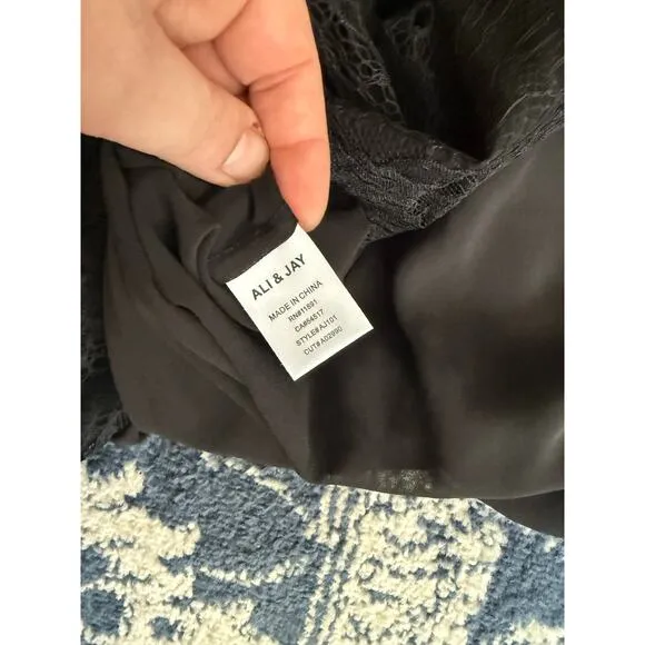 NWT Ali &amp; Jay Women’s Black Lace Panel Maxi Dress Sz. S