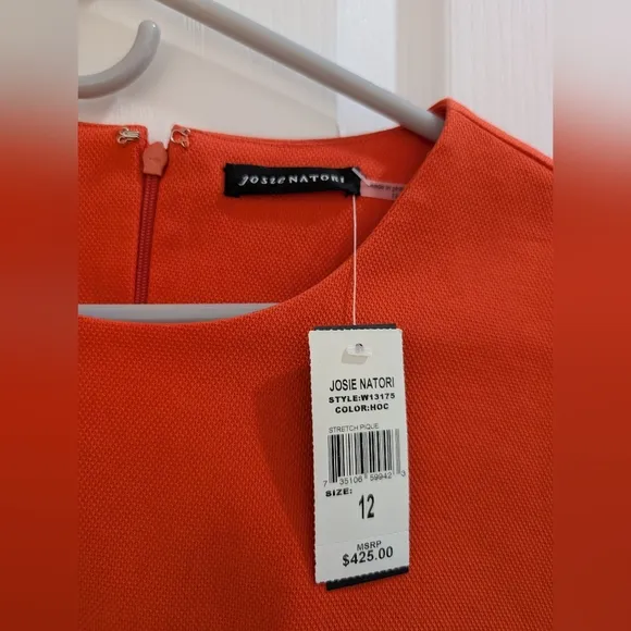 NWT Josie Natori Orange Sleeveless Tailored Mini Dress