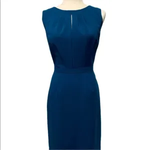 NWT Talbots Teal Blue Sheath Dress sz 8 Keyhole Jewel Neck Wedding Cocktail Chic