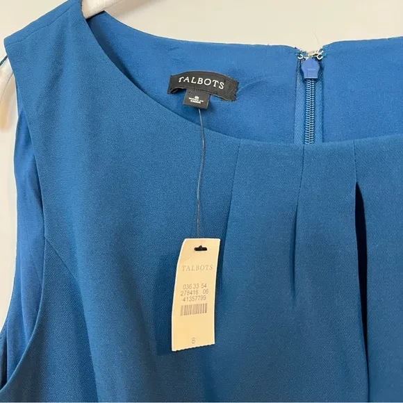 NWT Talbots Teal Blue Sheath Dress sz 8 Keyhole Jewel Neck Wedding Cocktail Chic