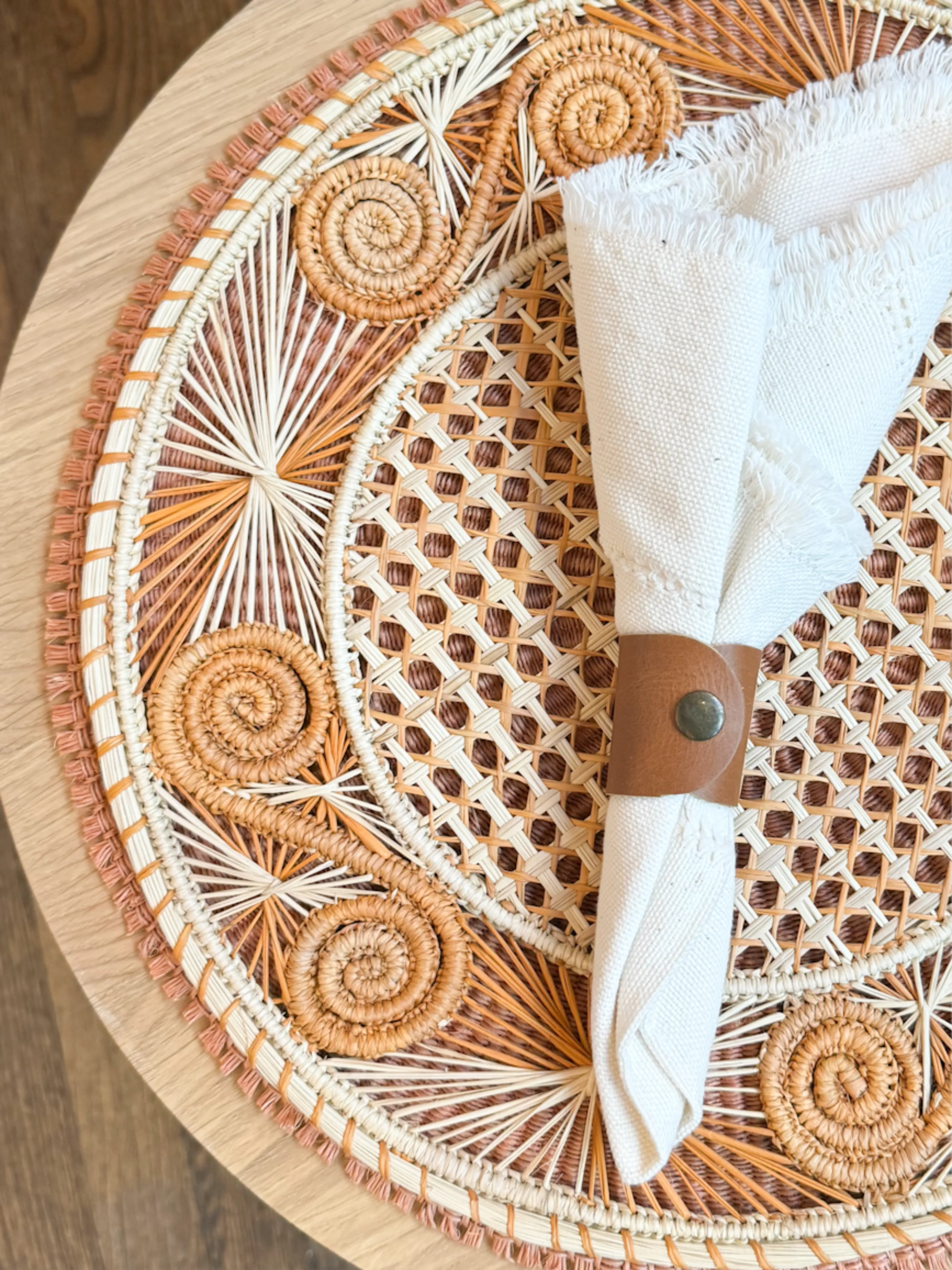 Orange Palm Fiber Round 13.7" Placemat