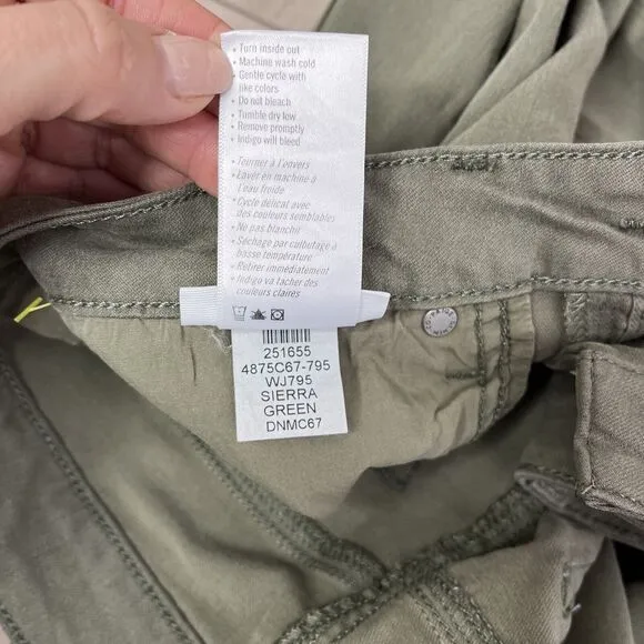 Paige Hoxton Slim Ankle Jeans Sz 30 L  10 Sierra Green Raw Hem Stretch Mid Rise