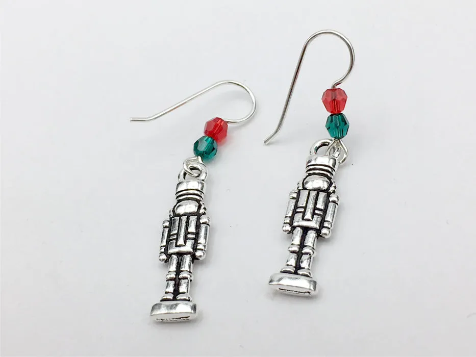 Pewter & Sterling Silver Nutcracker dangle Earrings-Christmas- holiday, ballet