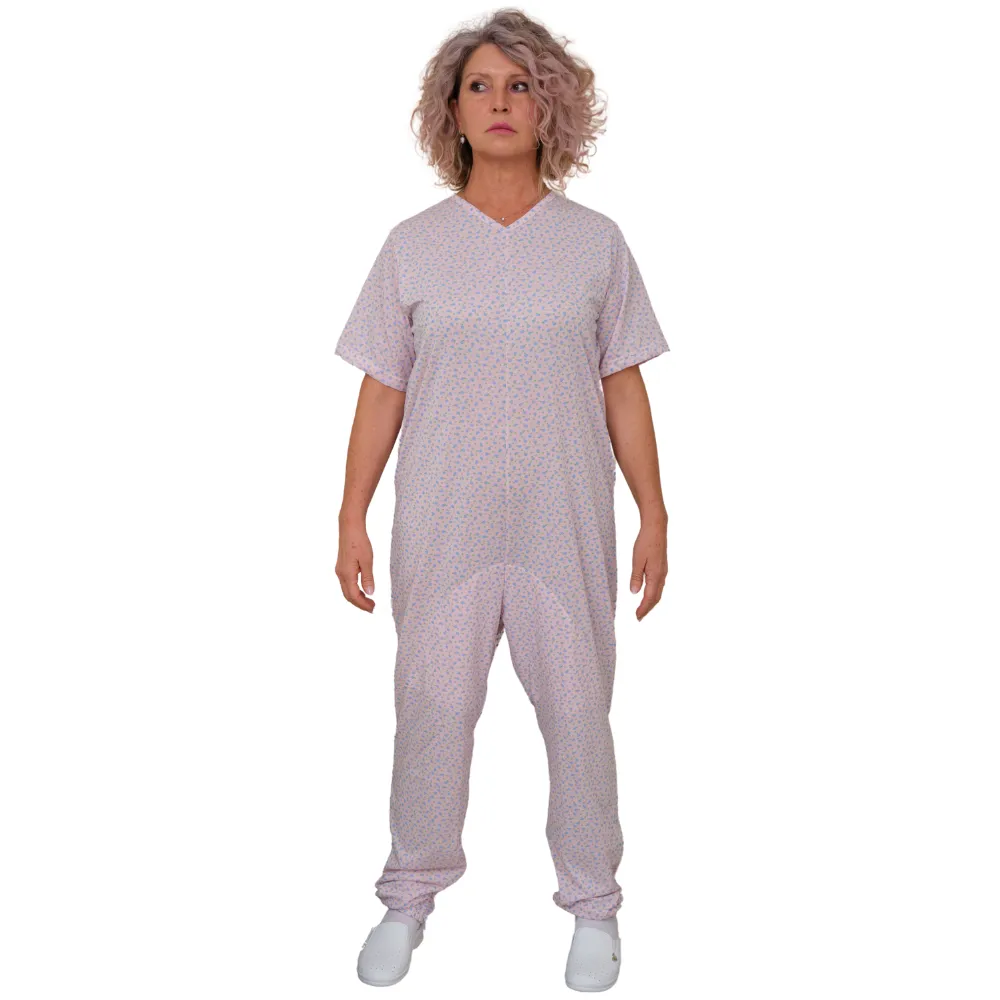 Pigiama Sanitario a manica corta con cerniere interno gamba misto cotone poliestere - 9008/4