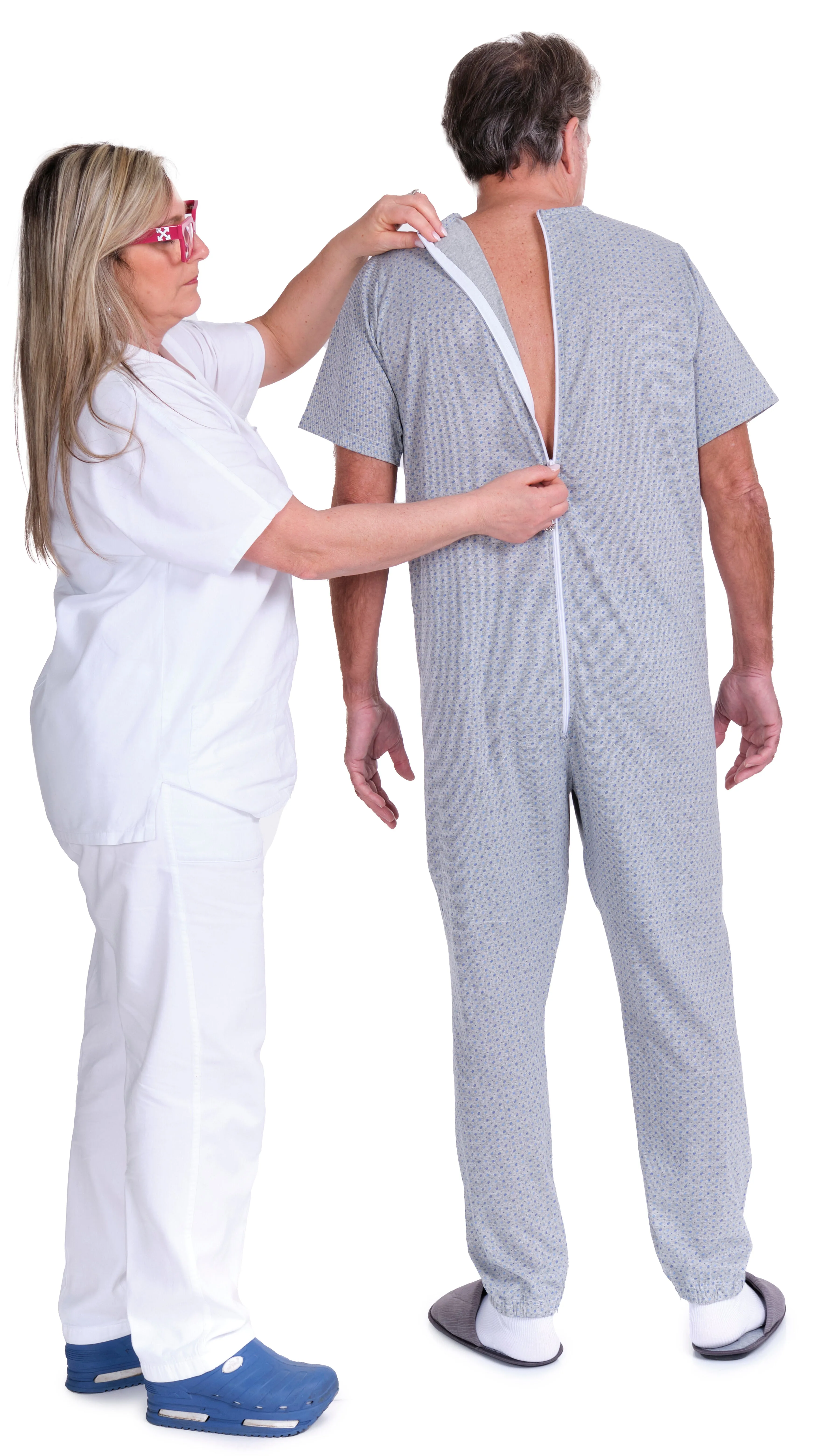 Pigiama Sanitario a manica corta con cerniere interno gamba misto cotone poliestere - 9008/4