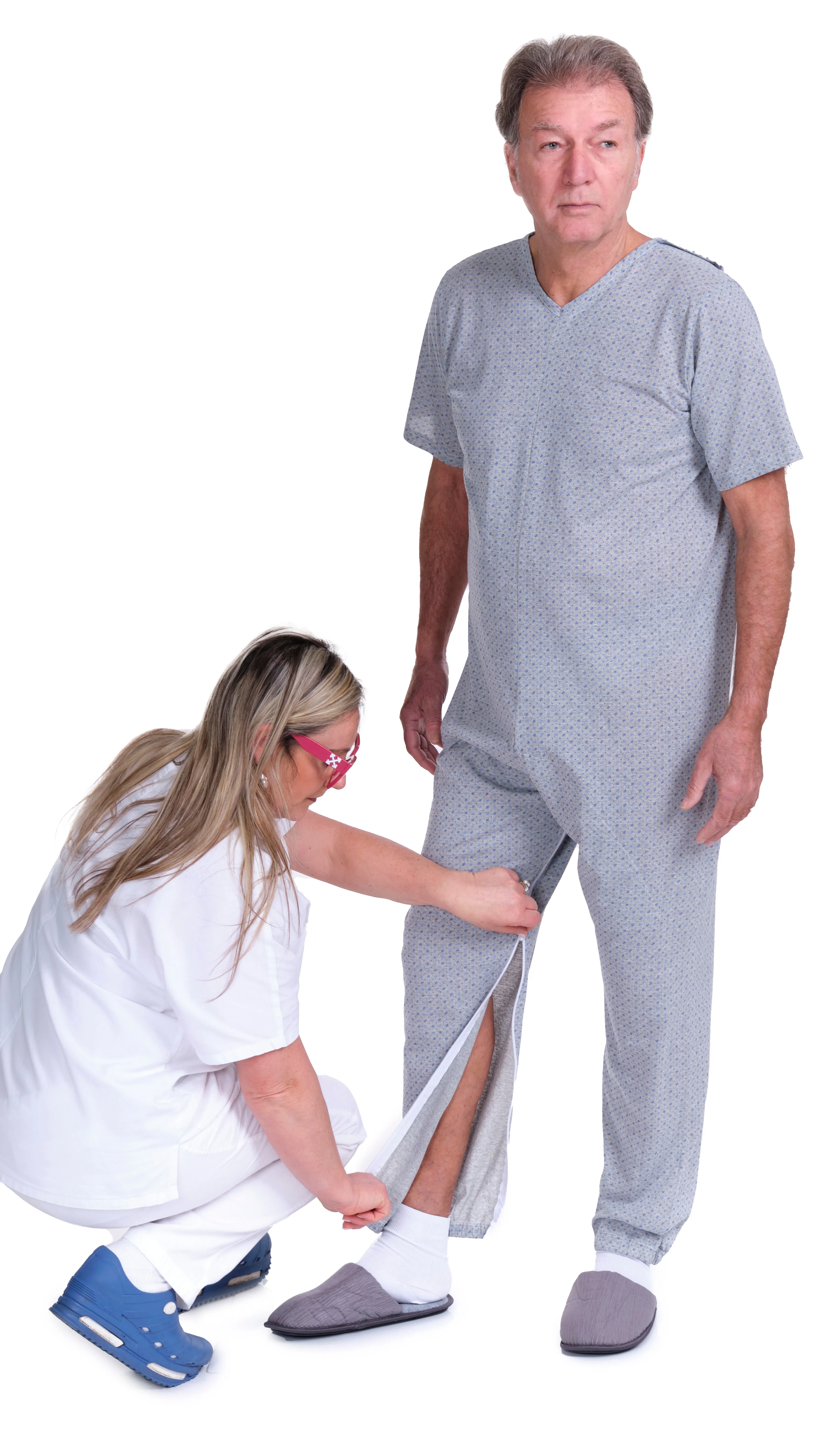 Pigiama Sanitario a manica corta con cerniere interno gamba misto cotone poliestere - 9008/4