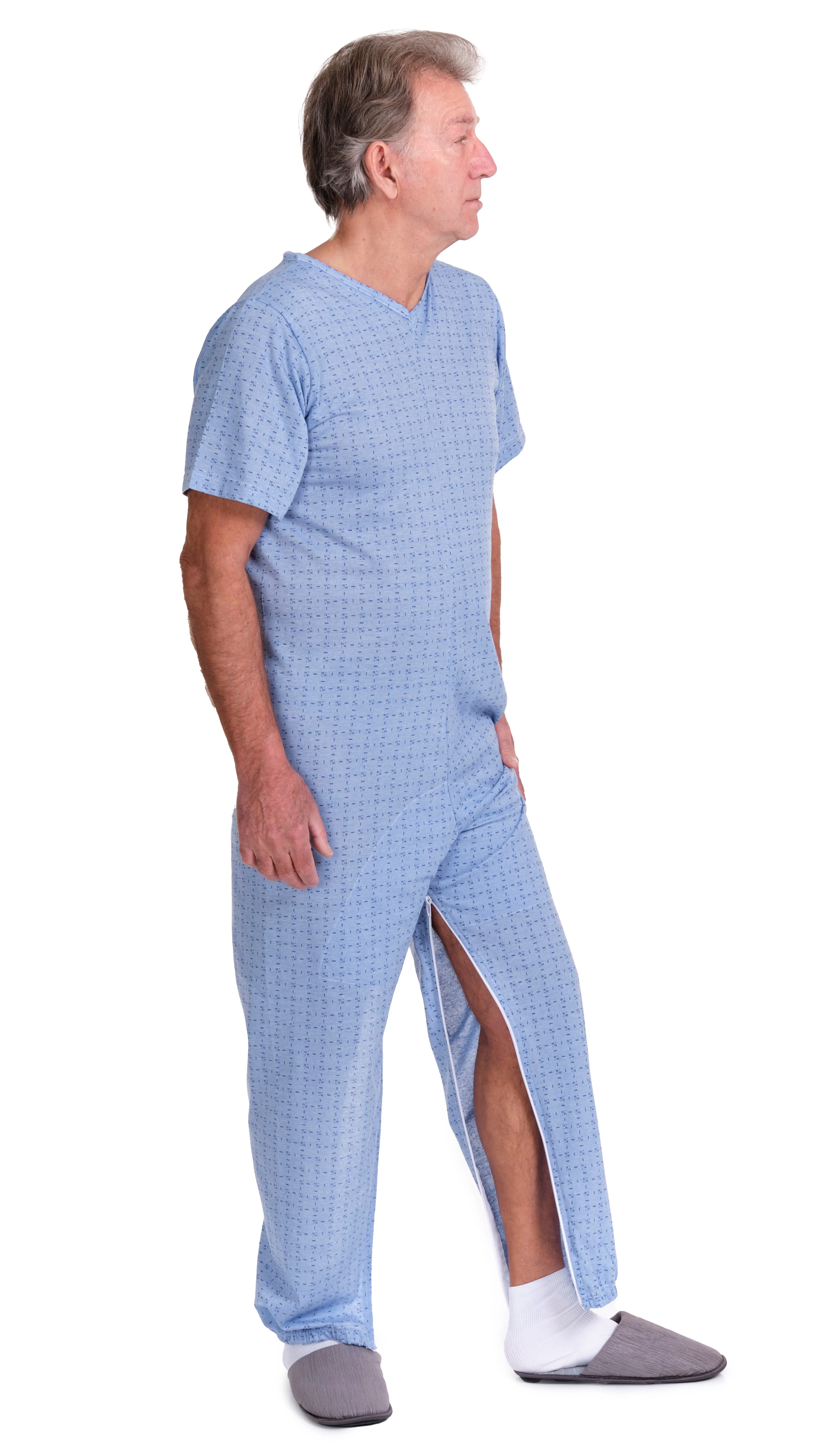 Pigiama Sanitario a manica corta con cerniere interno gamba misto cotone poliestere - 9008/4