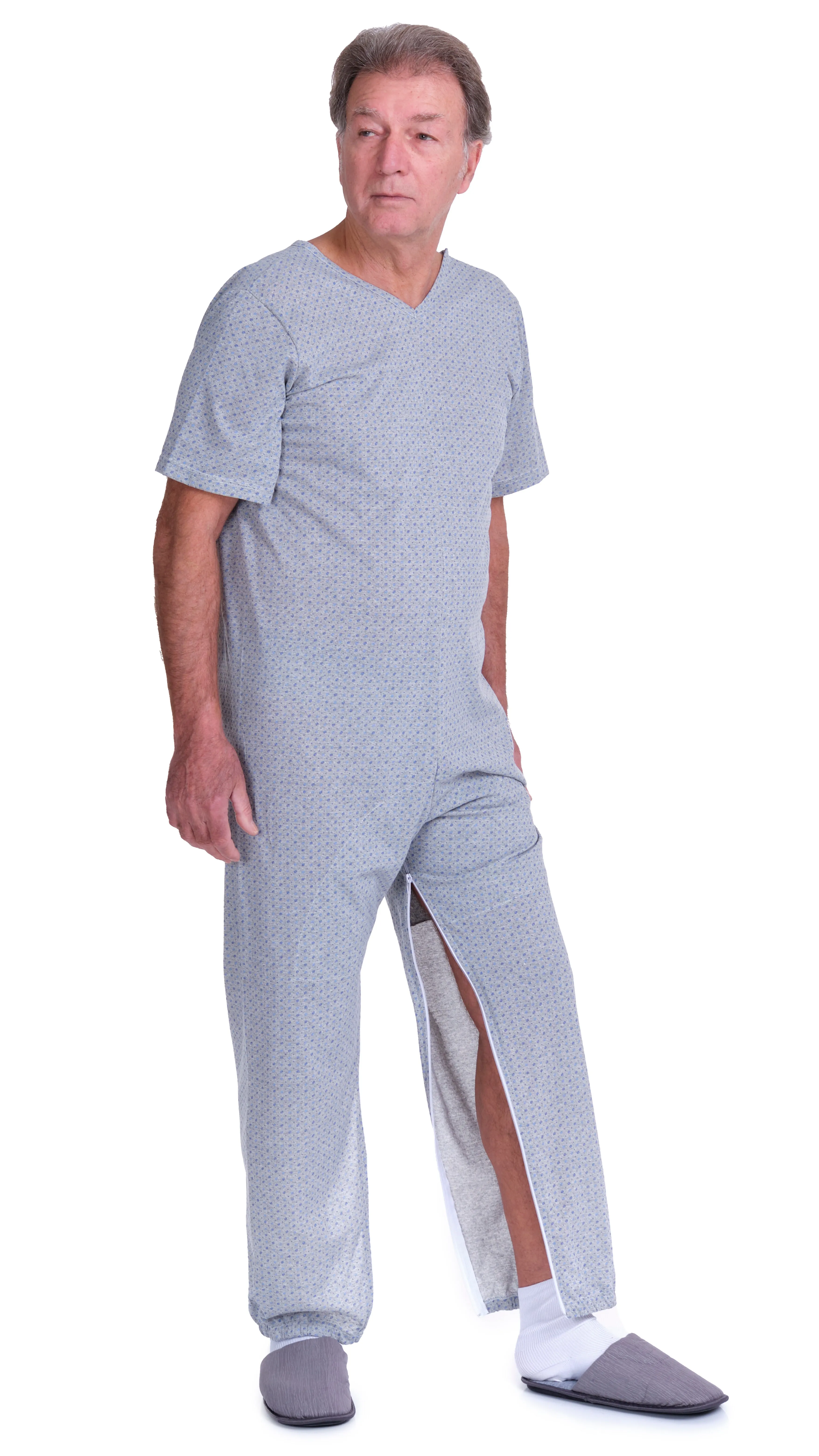 Pigiama Sanitario a manica corta con cerniere interno gamba misto cotone poliestere - 9008/4