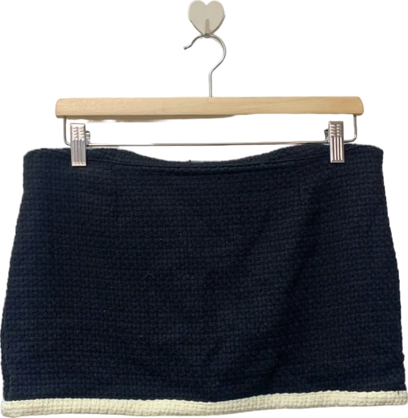 PrettyLittleThing Black Textured Mini Skirt UK 10