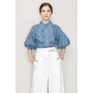 Puff Sleeve Pointed Collar Shirt