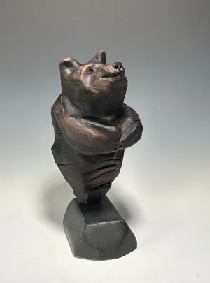 "A BEAR'S BALLET" HAND CARVED WOOD SCULPTURE