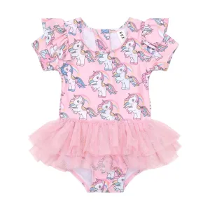 Rainbow Unicorn Frill Ballet Swimsuit