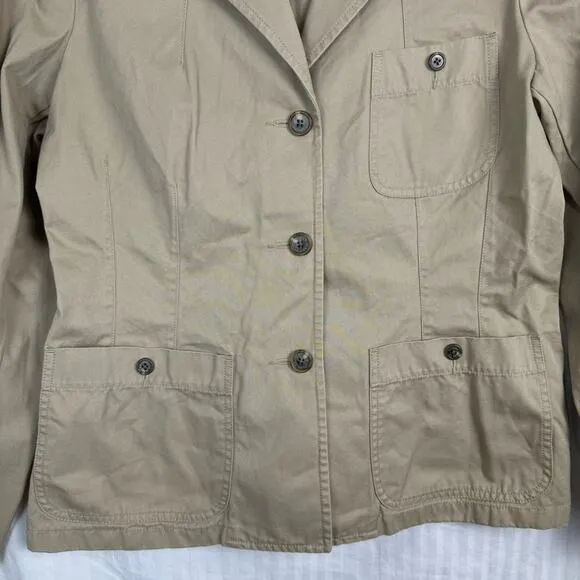 Ralph Lauren Utility Jacket Women’s Size Large Cotton Stretch Pointed Collar