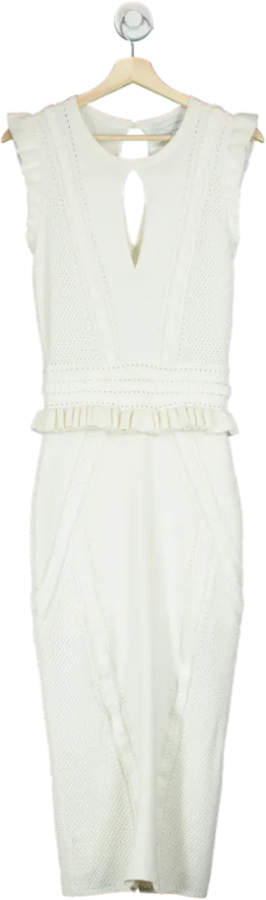 Rebecca Vallance White Keyhole Sleeveless Dress UK 8