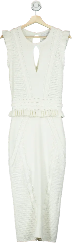 Rebecca Vallance White Keyhole Sleeveless Dress UK 8