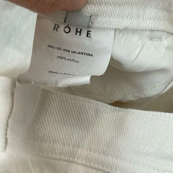 ROHE Womens Valentina Jeans White High Rise Straight Rigid Denim 2 Poland Ankle