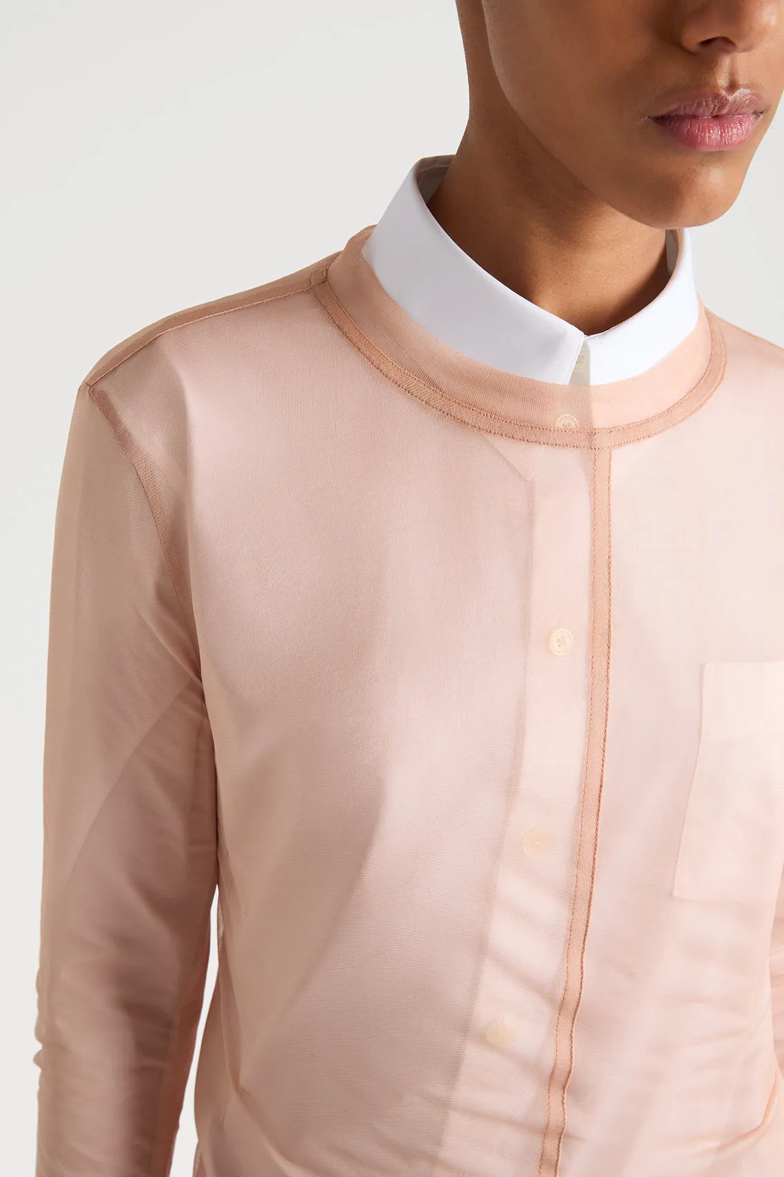 ROSE PETAL SHEER LONG SLEEVE TOP