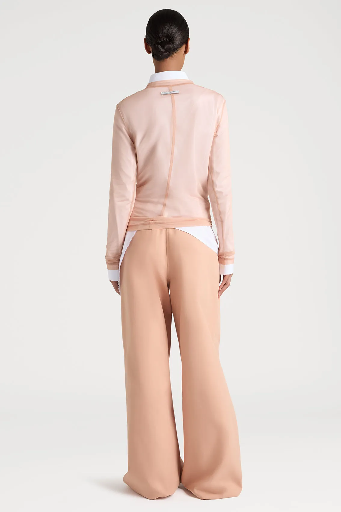 ROSE PETAL SHEER LONG SLEEVE TOP