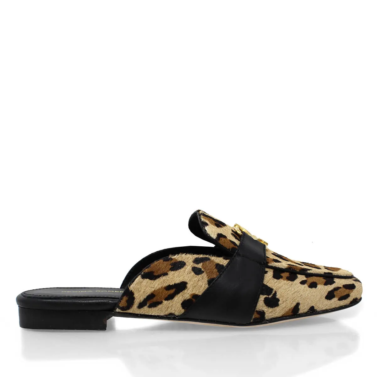 SAMMY - Beige Print Regina Romero Zapato Flat Mule de Piso Para Dama en Piel