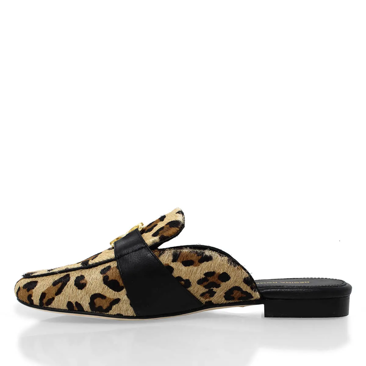 SAMMY - Beige Print Regina Romero Zapato Flat Mule de Piso Para Dama en Piel
