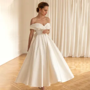 Satin Off the Shoulder Princess Wedding Gowns