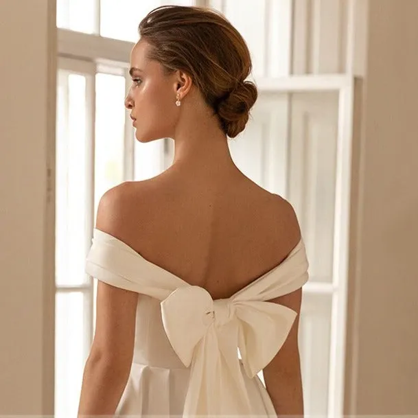 Satin Off the Shoulder Princess Wedding Gowns