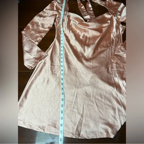 Selfie Leslie Champs Elysees Long Sleeve Open BackMini Dress NEW Peach Medium