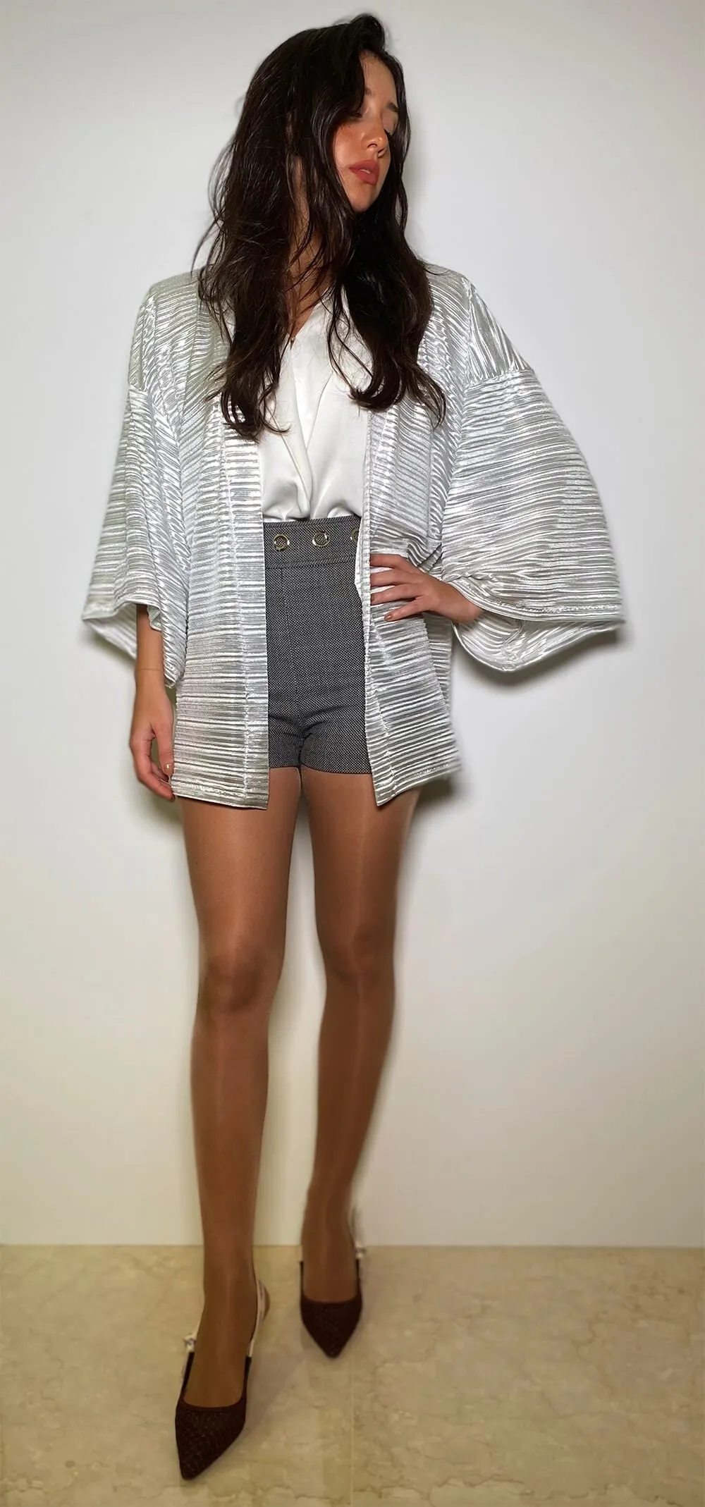 Silver Pearl Tunic Length Kimono